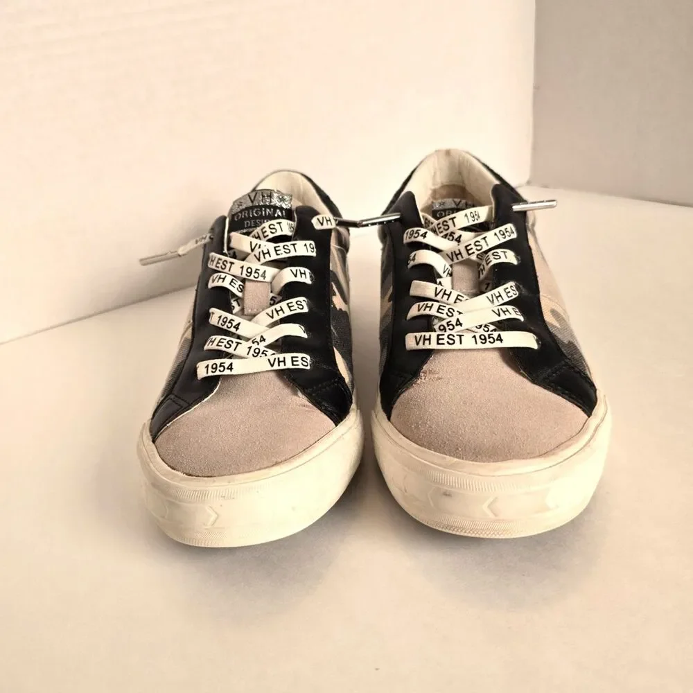 VINTAGE HAVANA Gray Camo Low‑Top Sneakers with VH EST 1954 Logo Laces